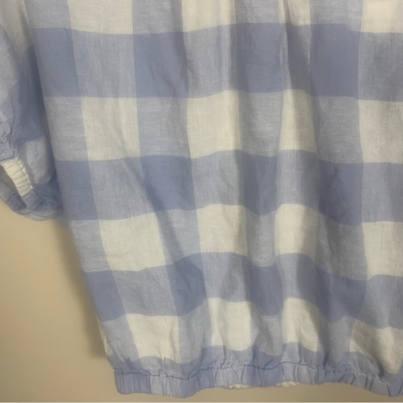 Madewell Linen Split Back Tie Gingham Blouse - Picture 11 of 13